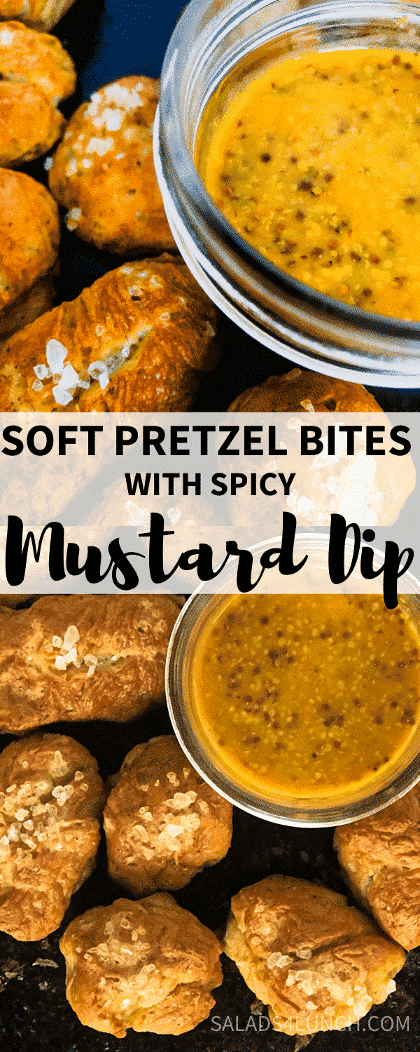 Soft Pretzel Bites with Champagne Honey Mustard Dip - This Home