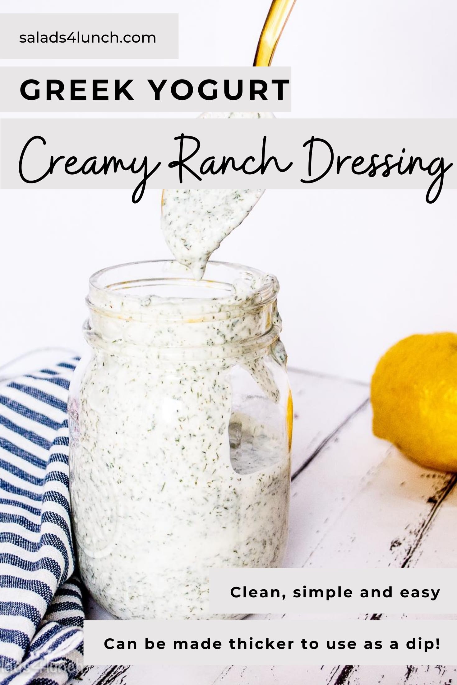 Greek Yogurt Ranch Dressing - Salads for Lunch