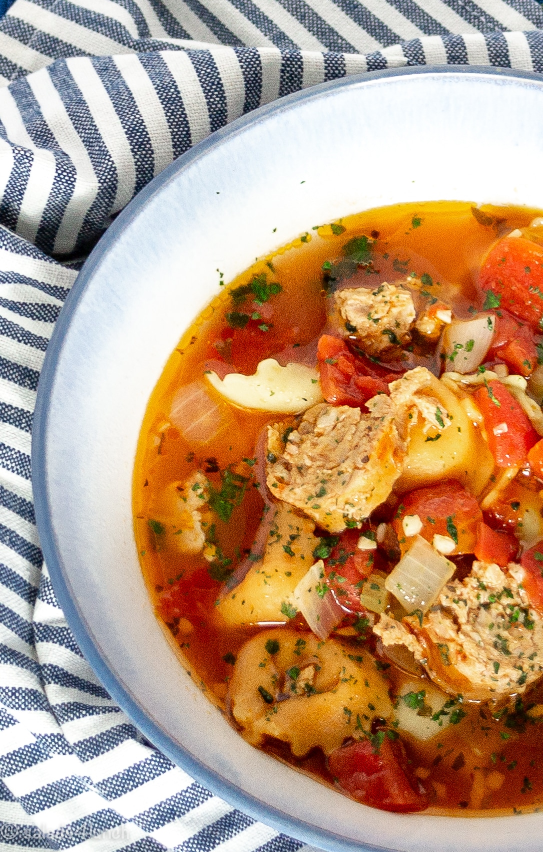 Stove Top Spicy Italian Sausage Tortellini Soup - Salads for Lunch