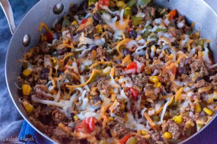 Healthy One Skillet Mexican Rice and Beef Casserole » Salads for Lunch