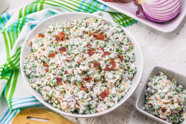 Easy Cold Green Pea Salad with Bacon and Creamy Dressing - Salads for Lunch