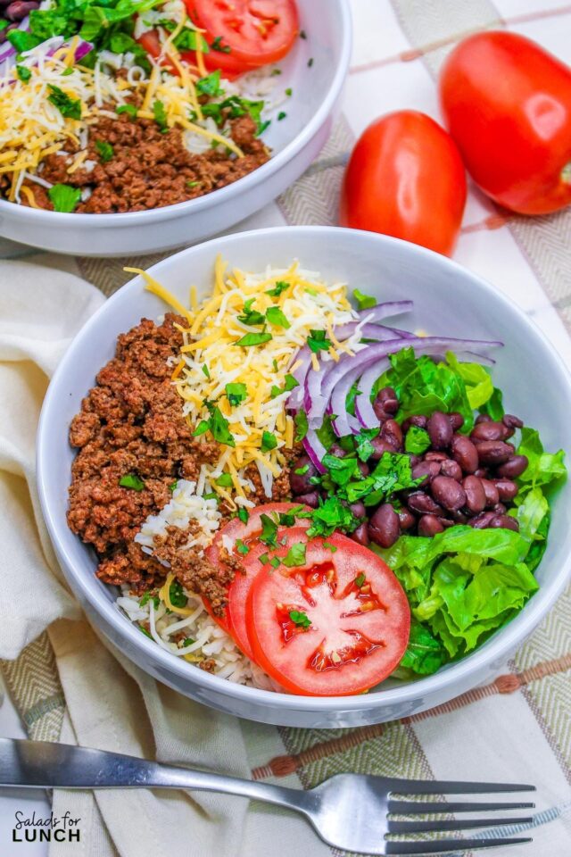 Healthy Low Sodium Ground Turkey Burrito Salad Bowl Recipe