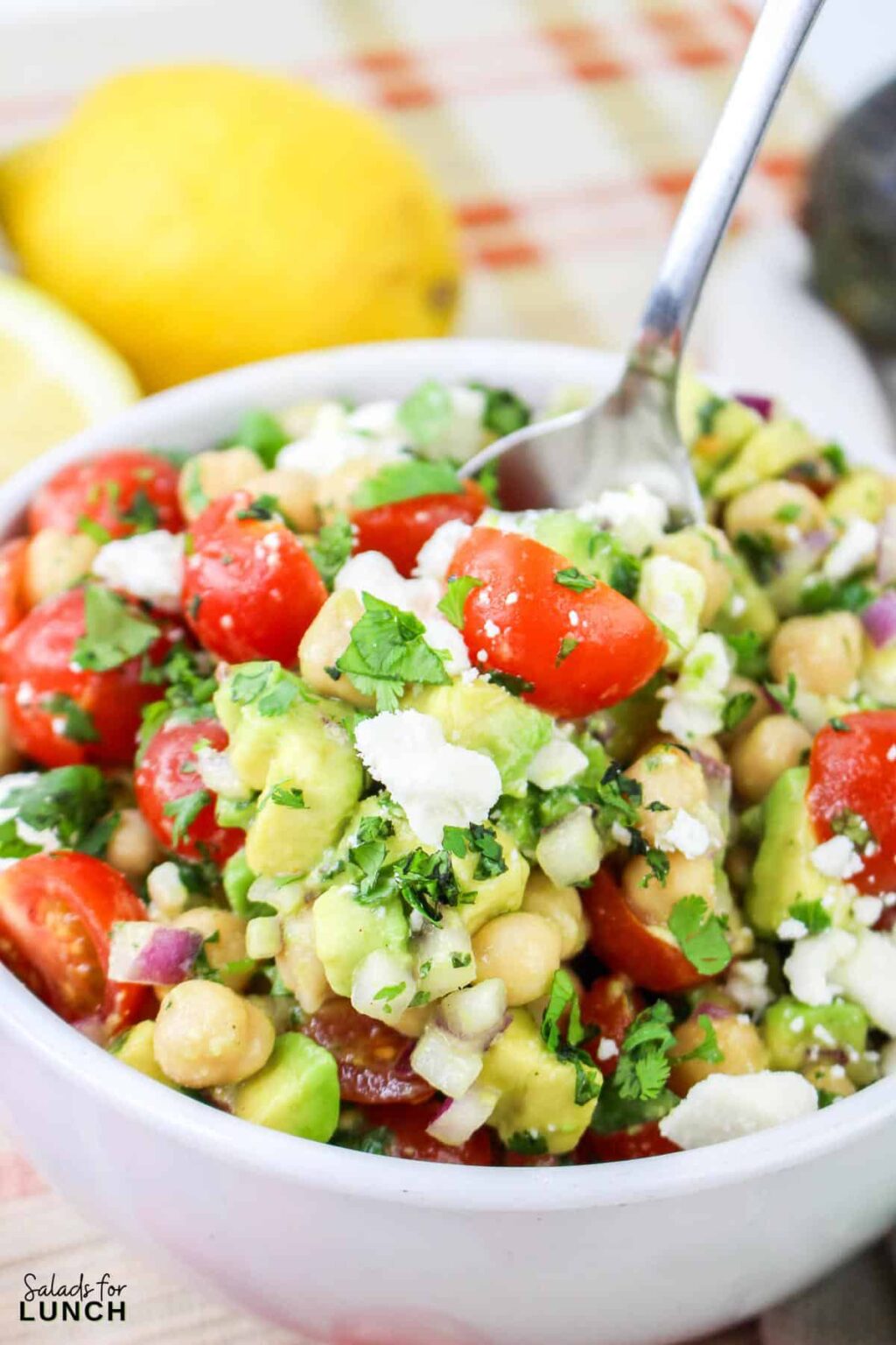 Chickpea Avocado Salad with Light Lemon Dressing - Salads for Lunch