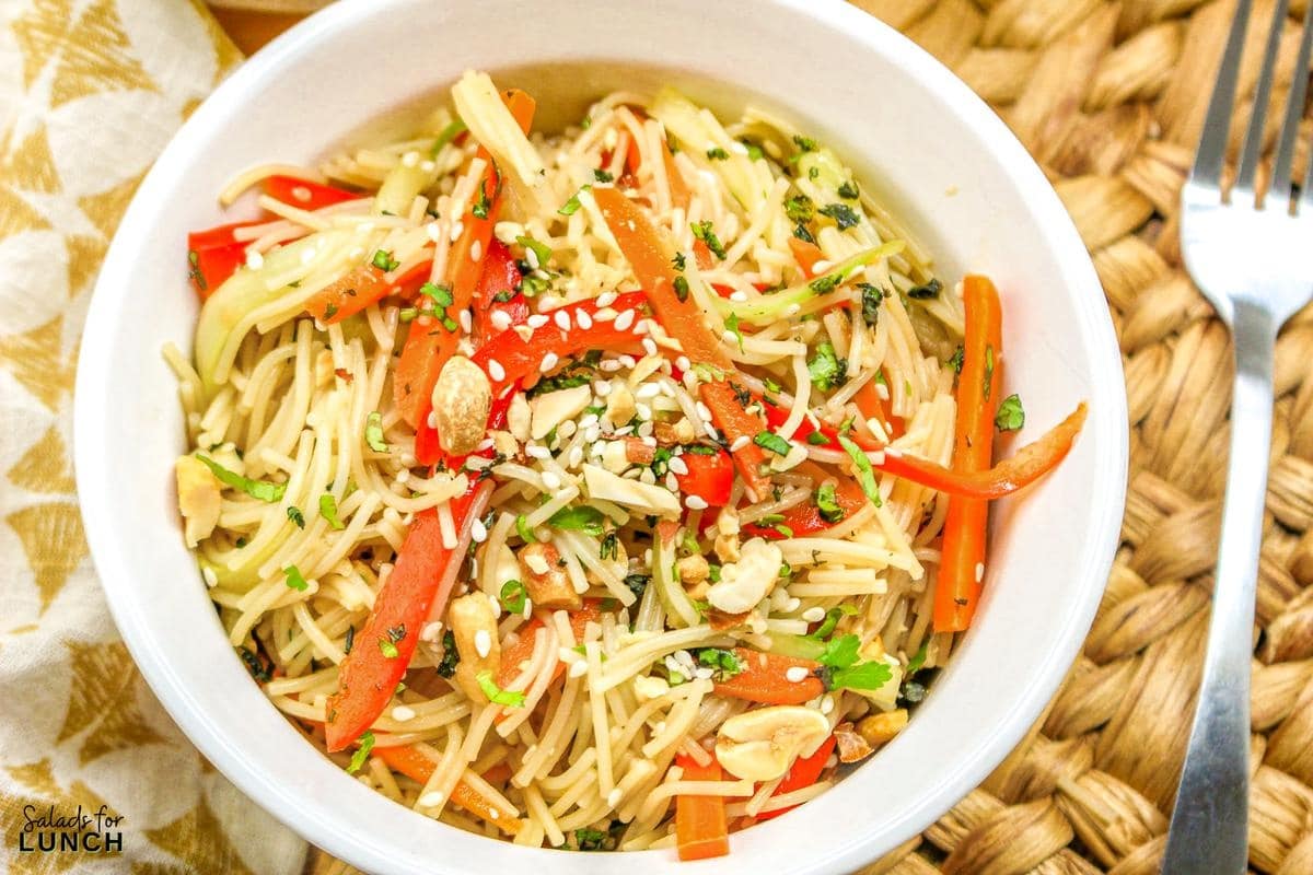 Vermcelli Salad Recipe 29 - Meet the Vermicelli Salad with Sesame Ginger Dressing—your new favorite salad! This delightful dish is a perfect blend of silky rice vermicelli noodles, crisp, crunchy veggies, and a tangy, savory dressing that’s bursting with flavor. Whether you’re craving a quick lunch, a light dinner, or a side dish to go with grilled meats or seafood, this salad ticks all the boxes. It’s so versatile that it works just as well for a cozy fall meal as it does for a breezy summer lunch.